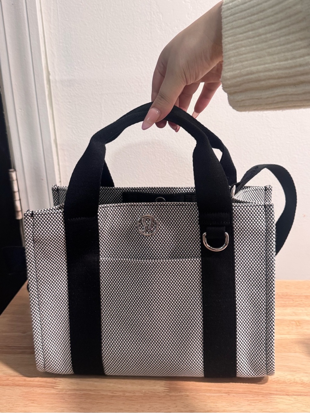 lululemon athletica Black & White Canvas Satchel